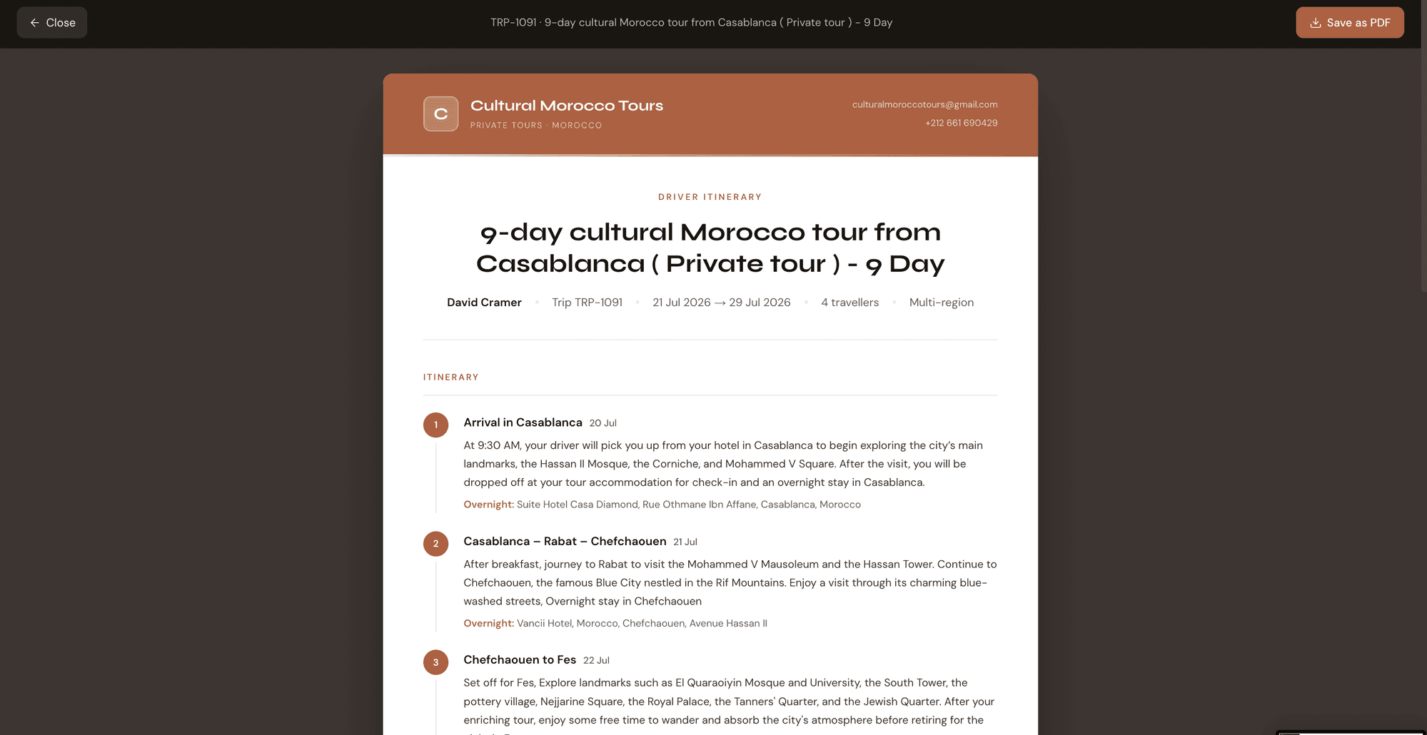 Branded PDF export